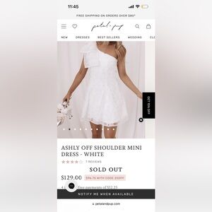Petal & Pup White One Shoulder Mini Dress
